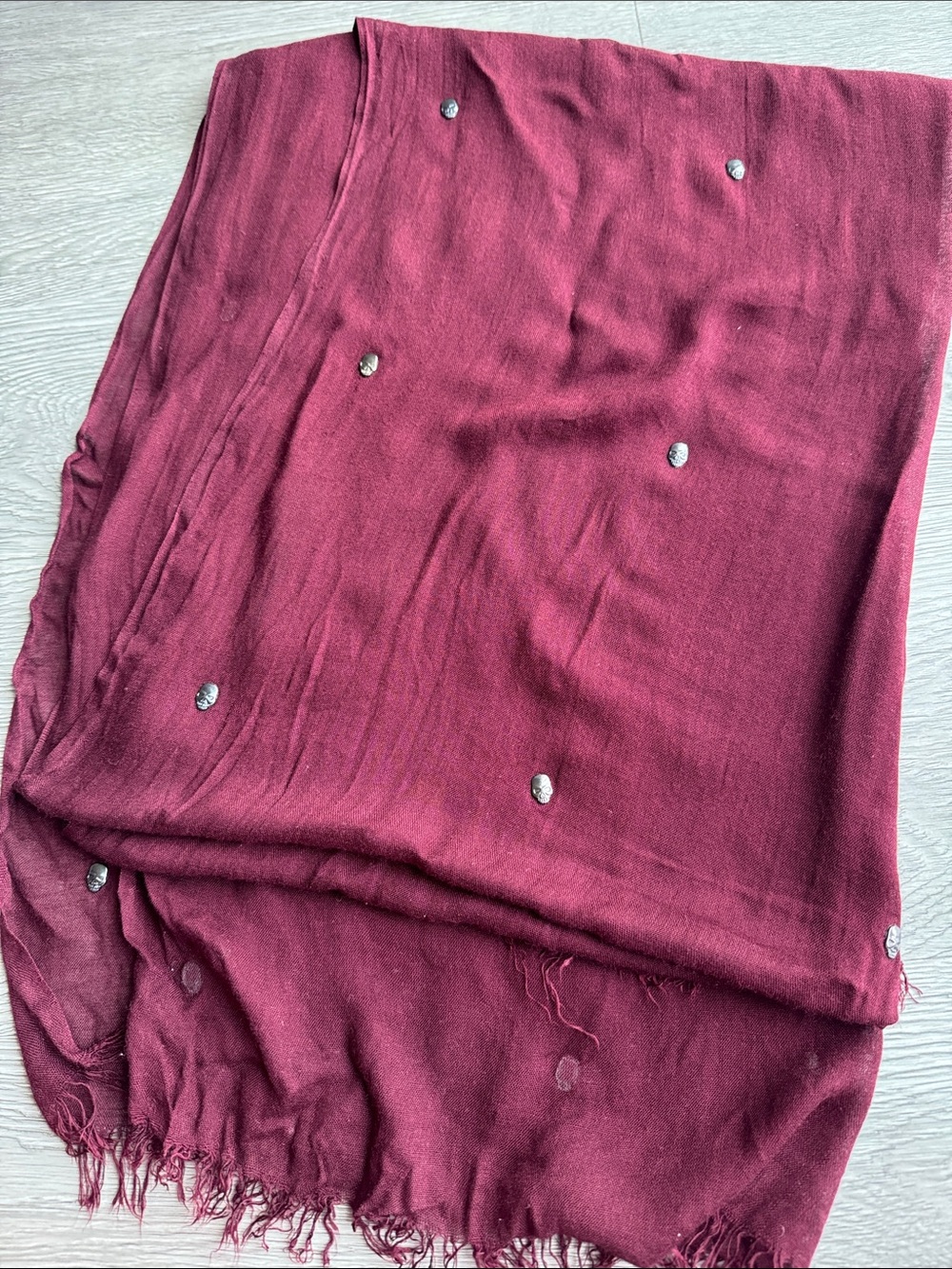 Women's Burgundy Skeleton Embellished Scarf